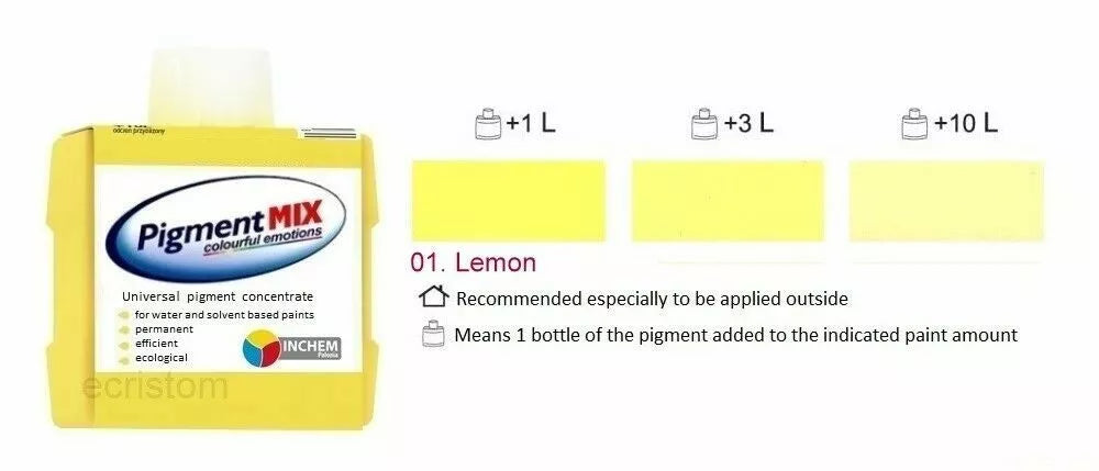 LEMON PIGMENT WALL PAINT COLOURANT 80ML STAIN DYE INTERIOR EXTERIOR