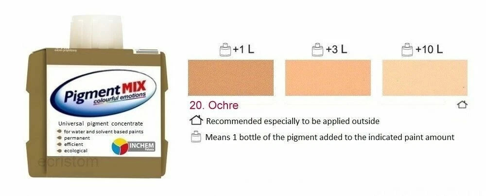 Ochre Wall paint colorant emulsion solvent Pigment paint tint Ochre 80ml