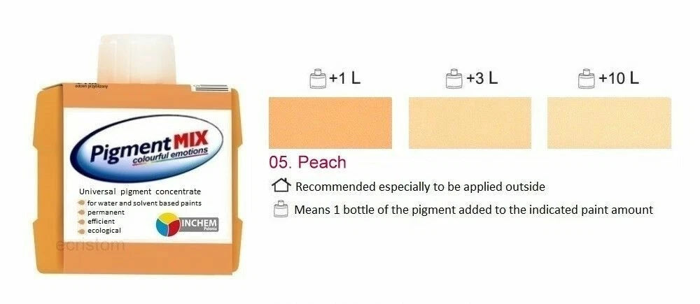 PEACH PIGMENT WALL PAINT COLOURANT 80ML STAIN DYE INTERIOR EXTERIOR MAKE PEACH