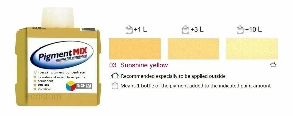 SUNSHINE YELLOW PIGMENT PAINT COLOURANT 80ML STAIN DYE INTERIOR EXTERIOR