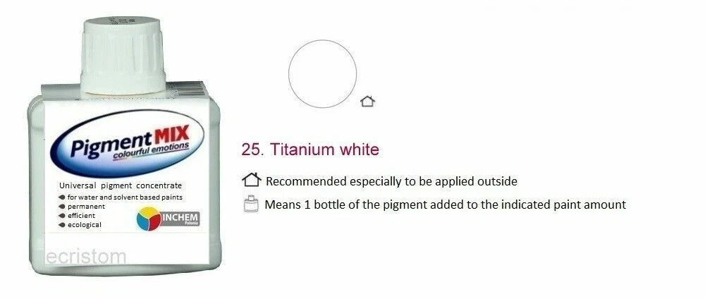 Titanium White  Wall paint colorant emulsion solvent Pigment paint tint pigment  80ml